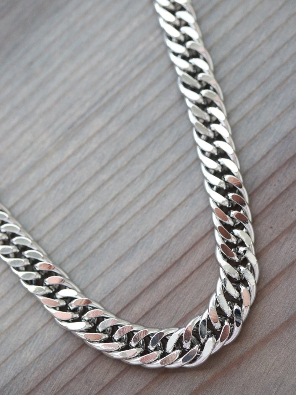 10mm Double Curb Cuban Chain Necklace Silver Stainless Steel